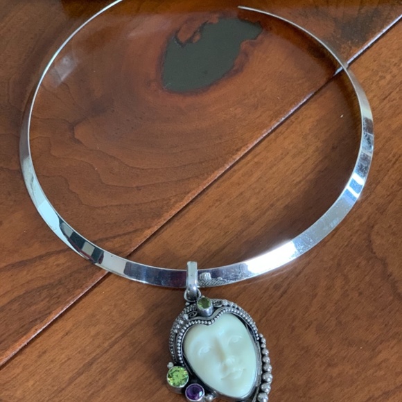 Vintage 925 Silver Asian Goddess Pendant & Necklace - Picture 2 of 6